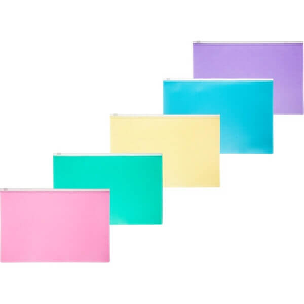 Папка конверт  А5 на молнии Attache Акварель 180мкм цвет ассорти