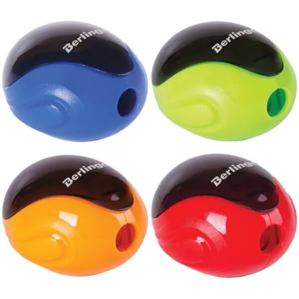 Точилка пластиковая Berlingo Round 1 отверст., контейнер, ассорти