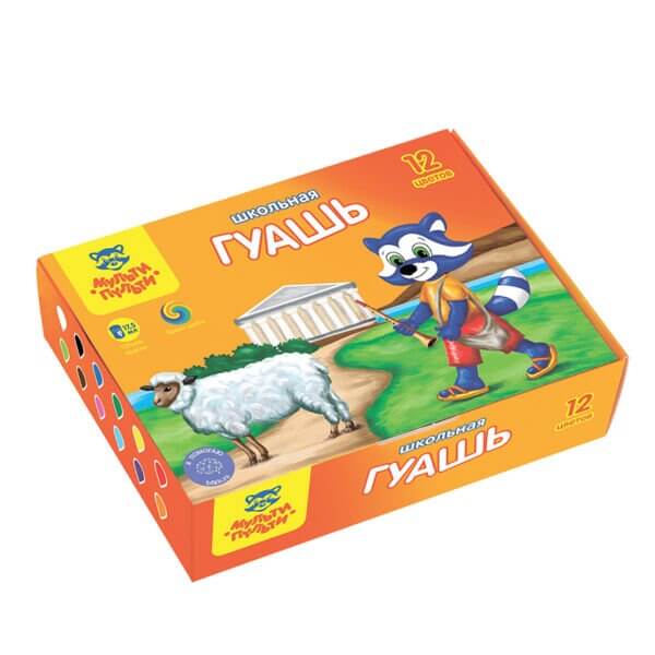 Гуашь 12 цветов Мульти-Пульти "Енот в Греции"