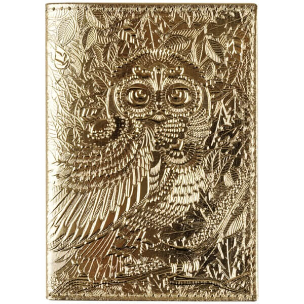 Обложка для паспорта Office Space "Сова" кожа,тиснение,золотой металлик