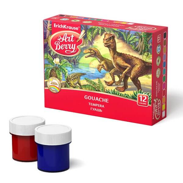 Гуашь 12 цветов  ArtBerry с УФ защитой яркости  картон 20 мл