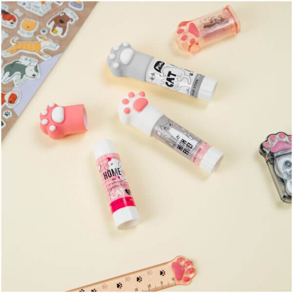 Клей-карандаш 8г MeShu с топпером "Paw", дисплей бокс, ПВП, ассорти