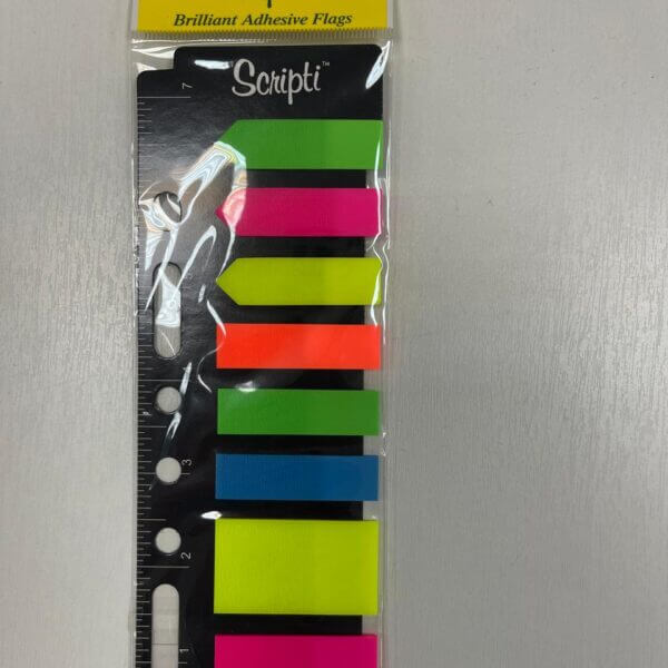 Закладка  пластик Scripti 8шт/20л  на черной линейке 18см АССОРТИ