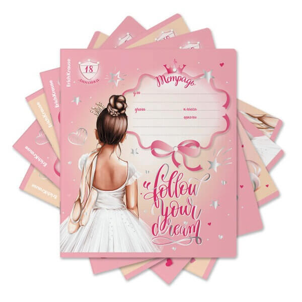 Тетрадь А5   18л линия ErichKrause Pointes, выборочный УФ-лак с глиттером