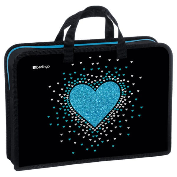 Папка на молнии с ручками А4 1 отделение пластик Berlingo "Glamorous", 340х245х75мм