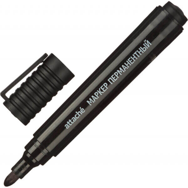 Маркер перманентный черный 2-3мм Attache универсальный