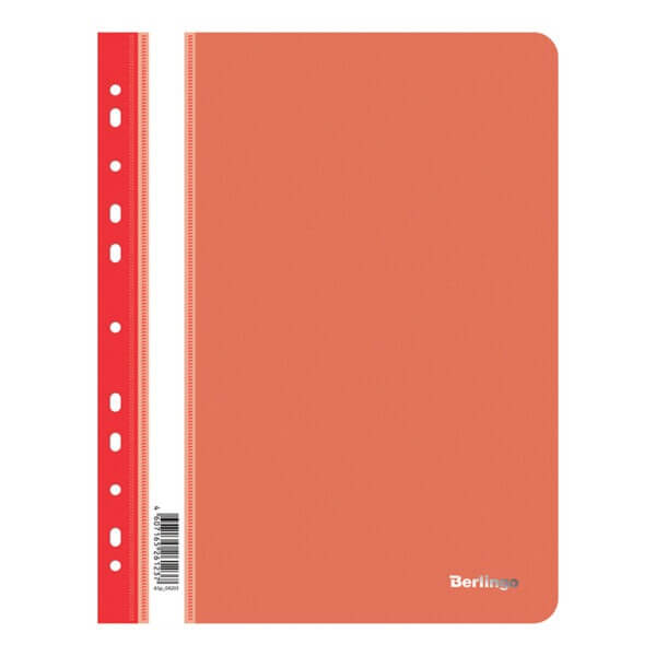 Папка скоросшиватель пласт с перфор. А4 180мкм Berlingo красная с прозр. верхом