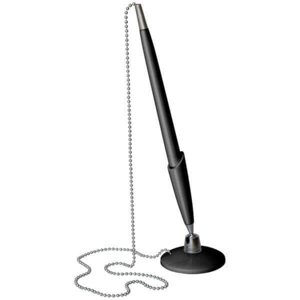 Ручка шариковая на липучке синяя 0.7мм OfficeSpace черный корпус на цепочке