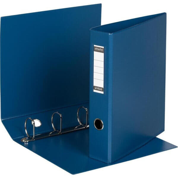 Папка 4 кольца прочный картон 60мм BANTEX синий 1244-01 арт 48795