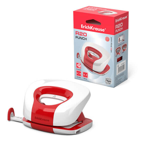 Дырокол  до 15л ErichKrause R20 красный