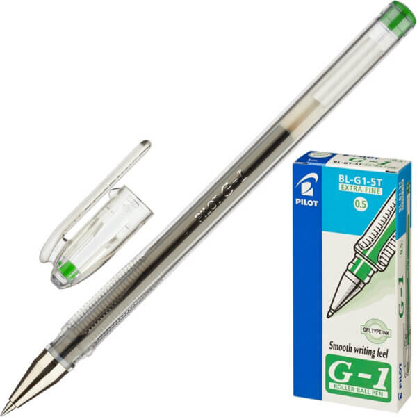 Ручка гелевая зеленая PILOT BL-G1-5T