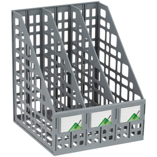 Лоток вертикальный пластик 3 секции серый сборный СТАММ ЛТВ-63719