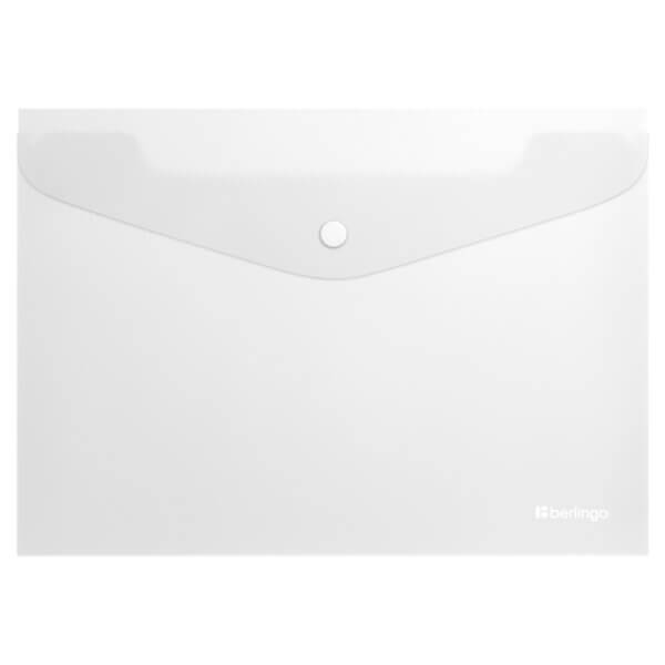 Папка конверт с кнопкой А4 200мкм прозрачная софт-тач Berlingo "Soft Touch"