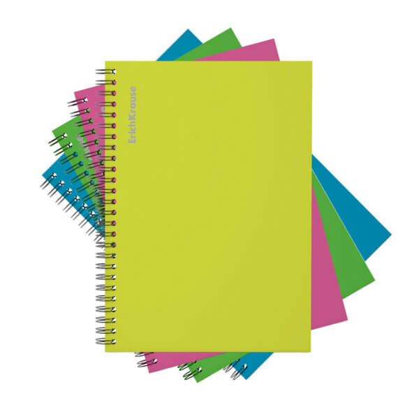 Тетрадь А5 120л клетка на спирали ErichKrause Neon, А5 120л клетка ламинация глянцевая