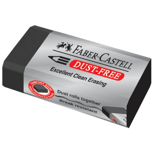 Ластик 45х22х13мм Faber-Castell "Dust-Free", прямоугольный, картонный футляр, черный