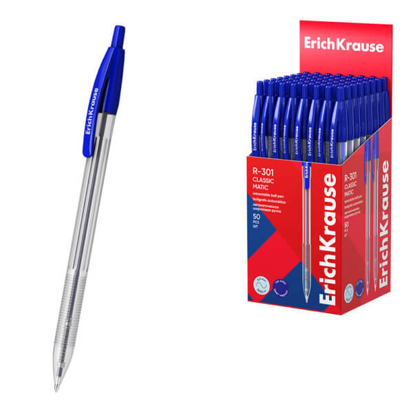 Ручка шариковая синяя 1.0мм ErichKrause R-301 Matic Classic автомат