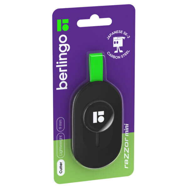 Нож канцелярский  9мм Berlingo "Razzor mini", push-lock