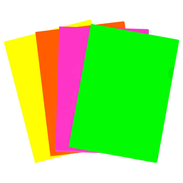 Папка уголок  150мкр А4  СТАММ пластик, прозрачная, неон, ассорти ММ-31895