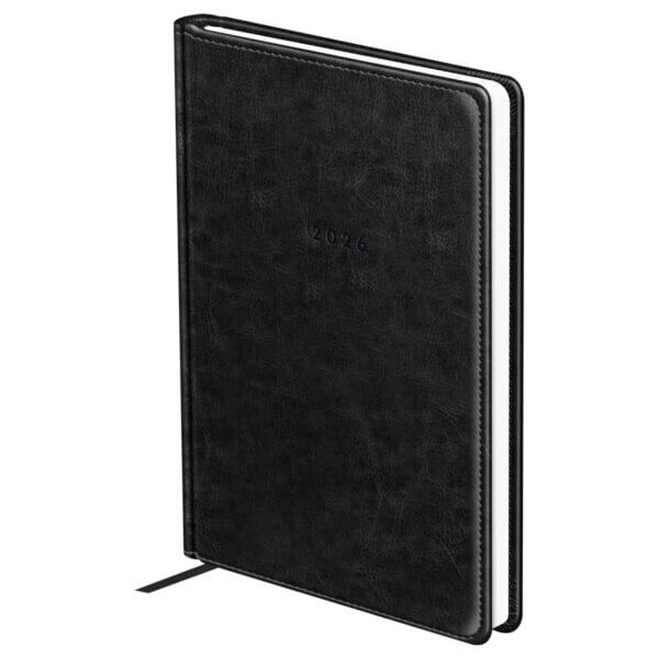 Ежедневник датированный 2026г., А4, 176л., твердый переплет, кожзам, BG "Nebraska. Black", черный Dd