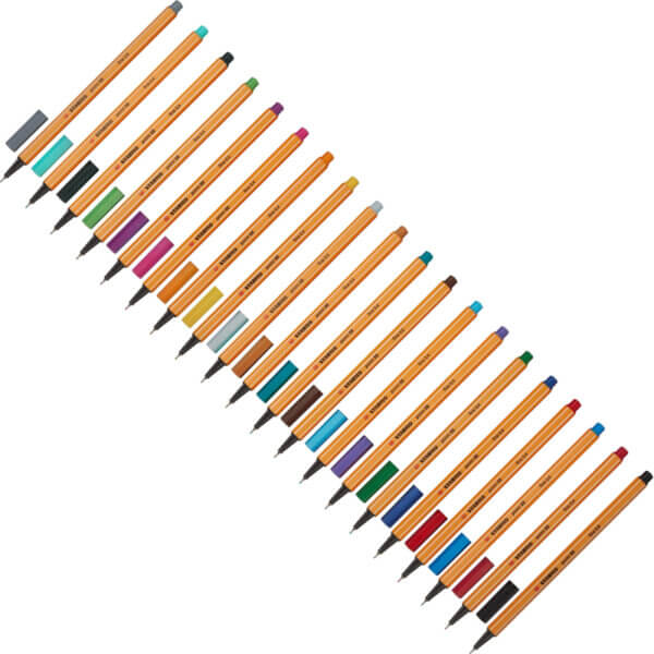 Линер набор 20 цветов 0.4мм STABILO Point 8820-02 , пенал