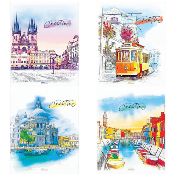 Тетрадь 48л., А5, линия ArtSpace "Путешествия. Watercolor city"