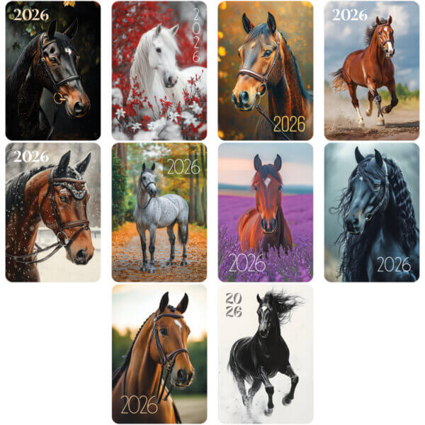 Календарь карманный, 65*95 мм BG "Лошади", глянцевая ламинация, ассорти, 2026г.380630