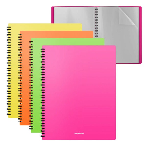 Папка файлов  20 вклад ErichKrause Matt Neon, на спирали, А4, ассорти