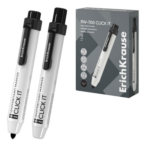 Маркер для доски черный автоматический ErichKrause RW-700 Click it