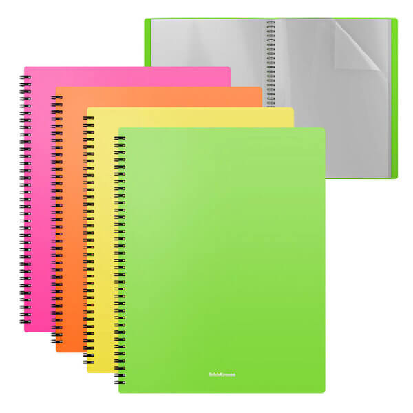 Папка файлов  40 вклад ErichKrause Matt Neon на спирали,А4, ассорти