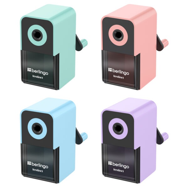 Точилка механическая Berlingo "Instinct", цвета в асс., пласт. корпус, инд. упаковка BM1265