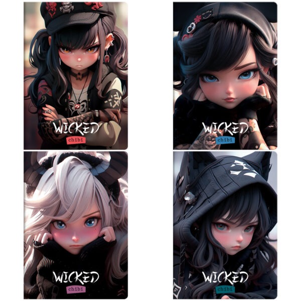 Тетрадь А5   40л клетка MESHU "Сhibi", матовая ламинация, ЕВРО